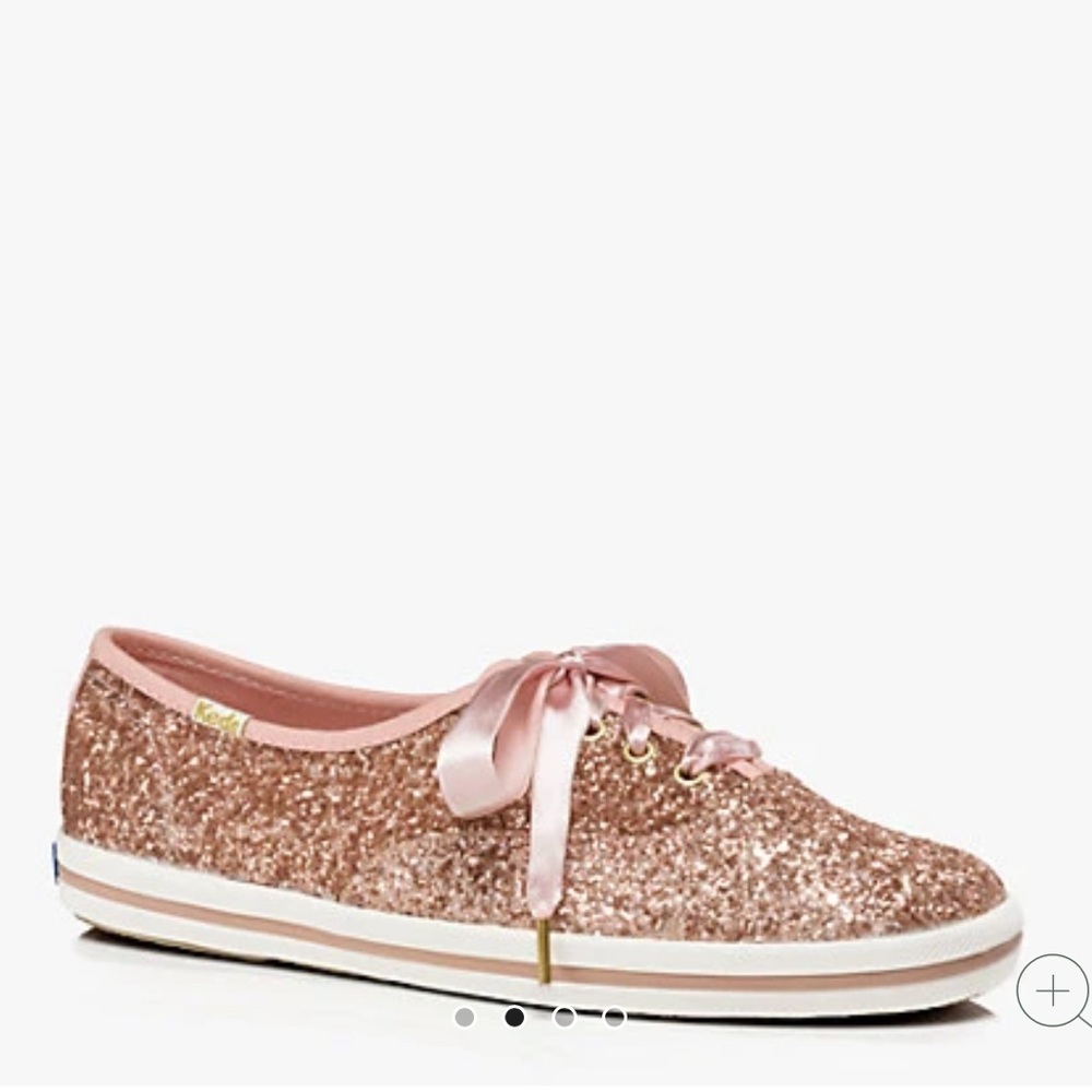 EUC Kate Spade x Keds Glitter Sneakers, Rose Gold, 7.5